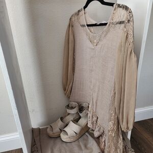 Elegant Beige Lace Dress